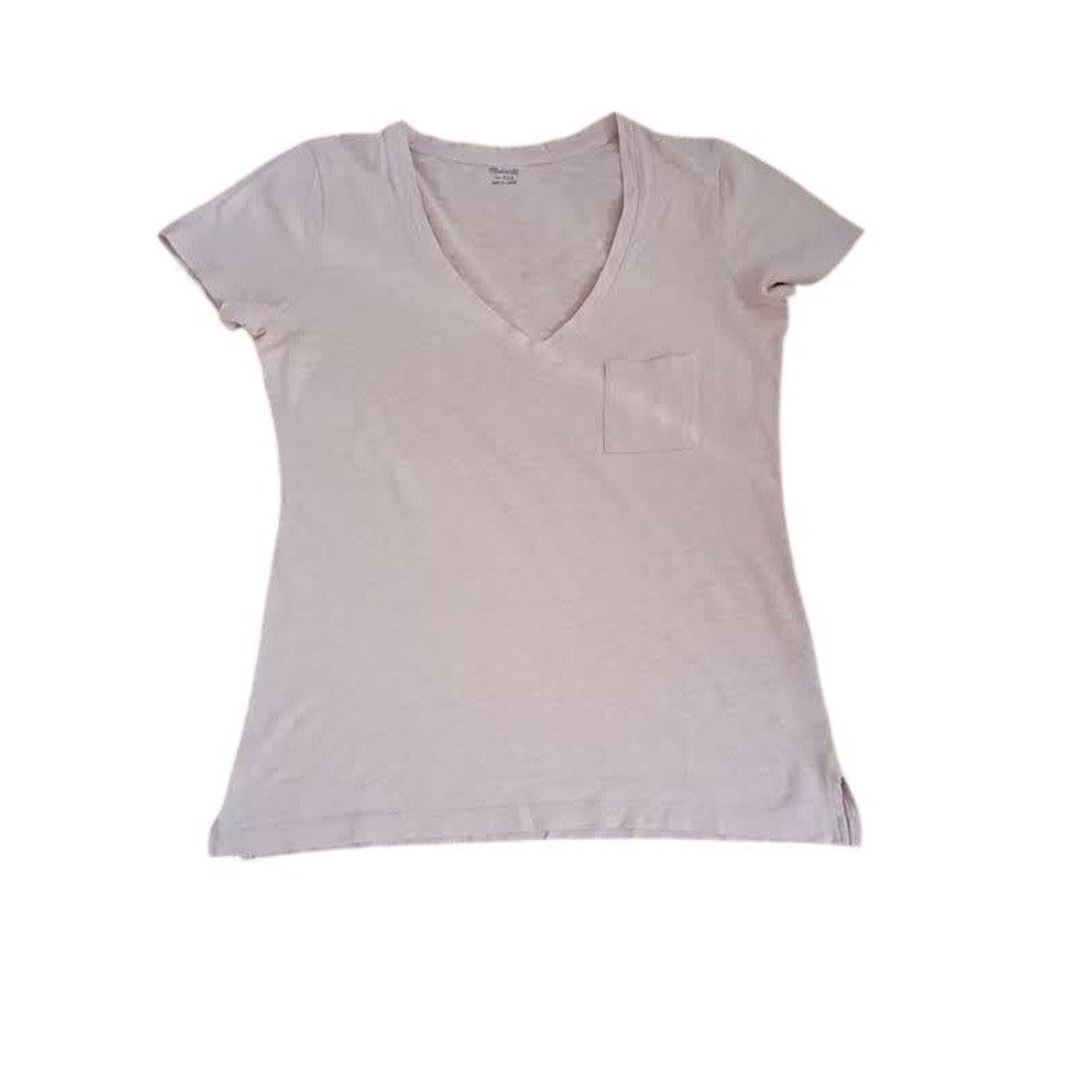 Madewell Coral Pink Slub 100% Cotton Pocket Tee Minimalist Coastal NWOT Small